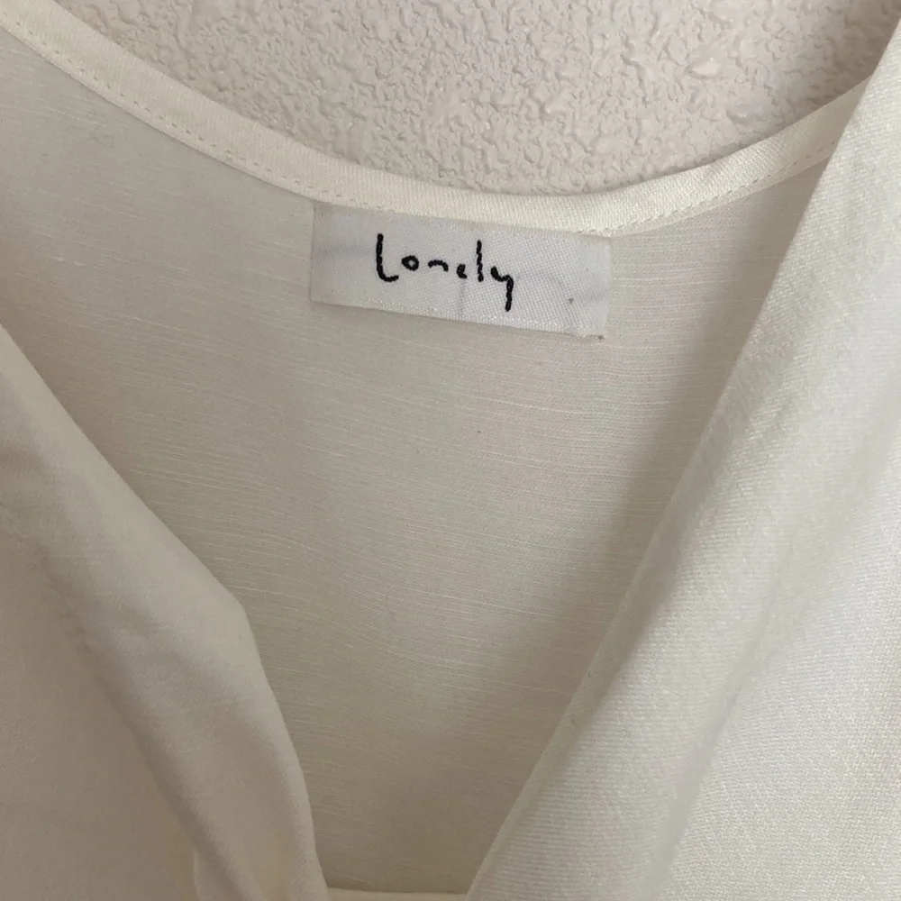Lonely Off-white Strap Tie back Midi Dress Size 8 - Picture 3 of 11